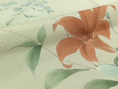 平和屋着物▽山口芳雄　訪問着　無双　紗袷　紗×絽　手描き　草花文　さが美扱い　正絹　逸品　AABL6866jh