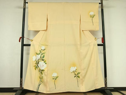 平和屋着物▽訪問着　単衣　草花文　暈し染め　正絹　逸品　AABL6868jh