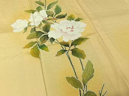 平和屋着物▽訪問着　単衣　草花文　暈し染め　正絹　逸品　AABL6868jh