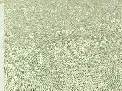 平和屋着物▽上質な紬　単衣　七宝花文　正絹　逸品　AABL6870jh