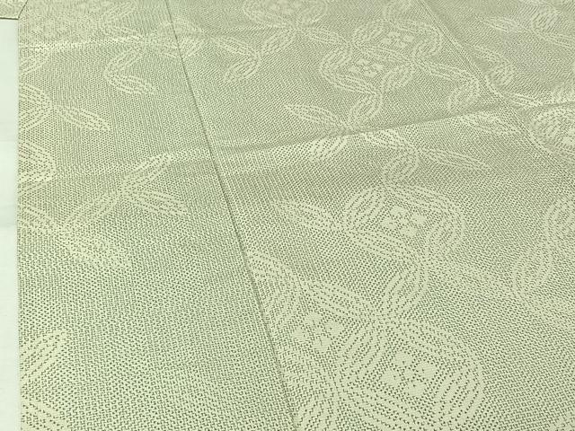 平和屋着物▽上質な紬　単衣　七宝花文　正絹　逸品　AABL6870jh