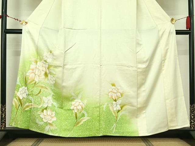 平和屋着物▽訪問着　単衣　草花文　暈し染め　正絹　逸品　AABL6873jh
