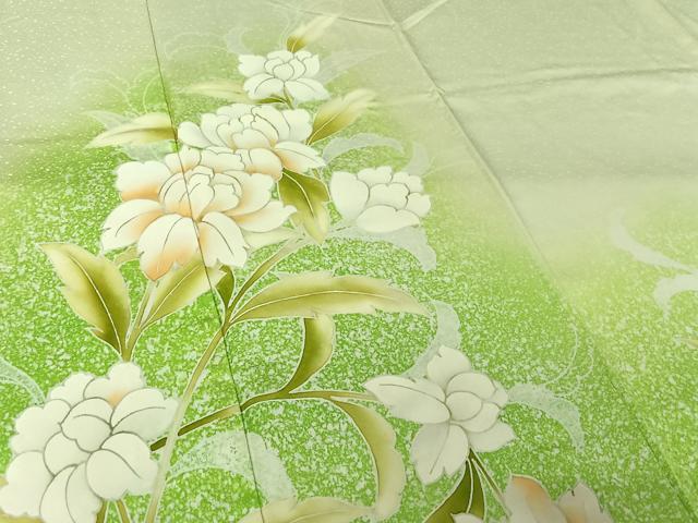 平和屋着物▽訪問着　単衣　草花文　暈し染め　正絹　逸品　AABL6873jh