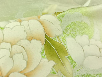 平和屋着物▽訪問着　単衣　草花文　暈し染め　正絹　逸品　AABL6873jh