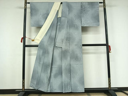 平和屋着物▽上質な小紋　単衣　杢目文　暈し染め　正絹　逸品　AABL6874jh