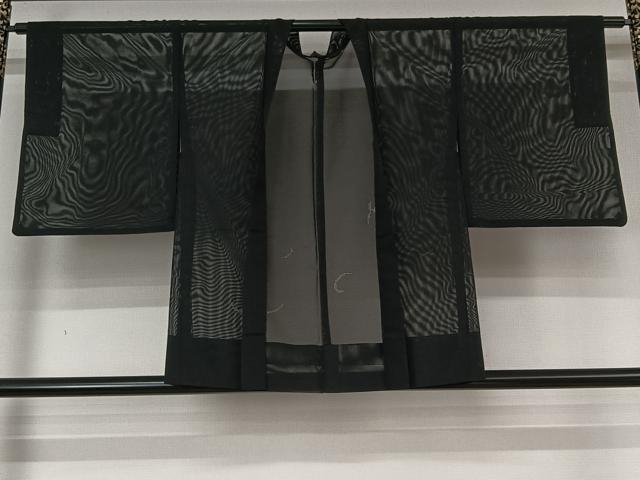 平和屋着物▽羽織　スリーシーズン　春夏秋　塵除け　芝文　黒地　洗える着物　AABL6879jh