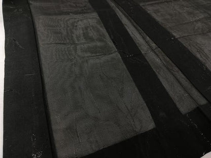 平和屋着物▽羽織　スリーシーズン　春夏秋　塵除け　草葉文　黒地　銀糸　正絹　逸品　AABL6882jh
