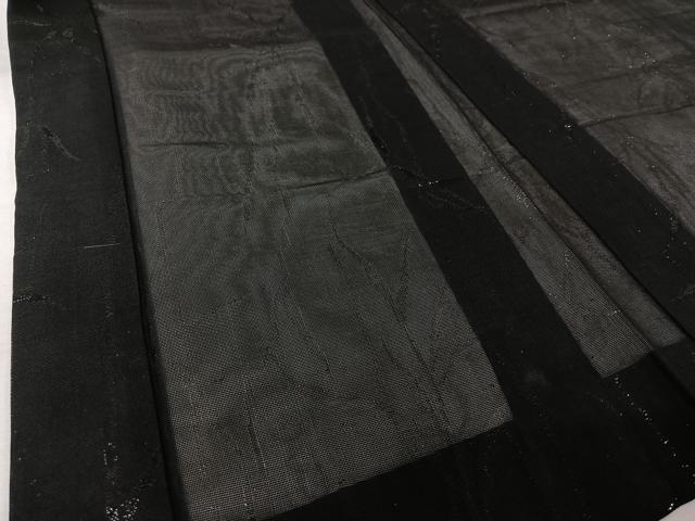 平和屋着物▽羽織　スリーシーズン　春夏秋　塵除け　草葉文　黒地　銀糸　正絹　逸品　AABL6882jh