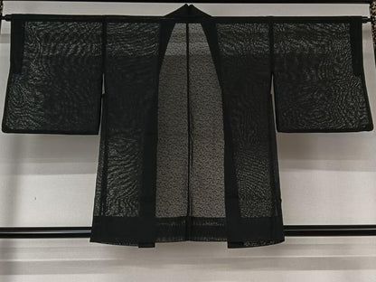 平和屋着物▽羽織　スリーシーズン　春夏秋　塵除け　霞文　黒地　洗える着物　AABL6884jh