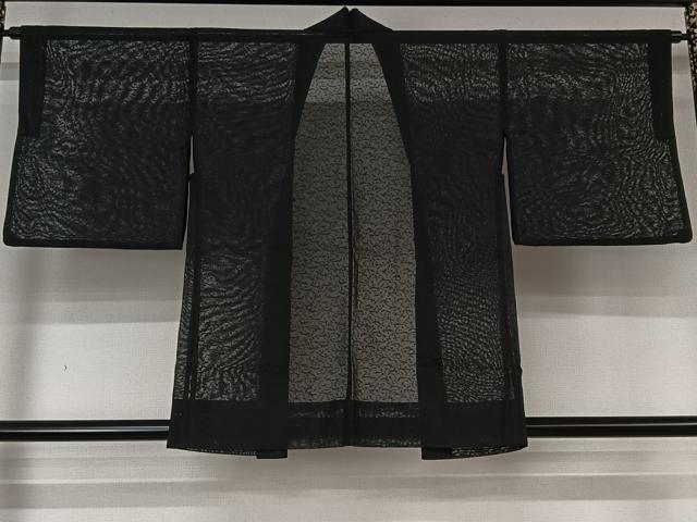 平和屋着物▽羽織　スリーシーズン　春夏秋　塵除け　霞文　黒地　洗える着物　AABL6884jh