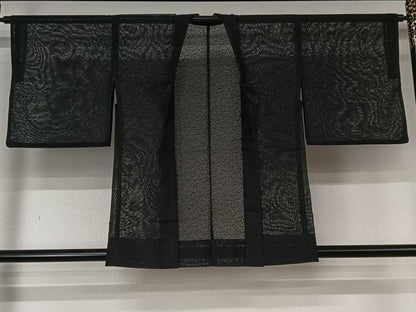 平和屋着物▽羽織　スリーシーズン　春夏秋　塵除け　霞文　黒地　洗える着物　AABL6884jh