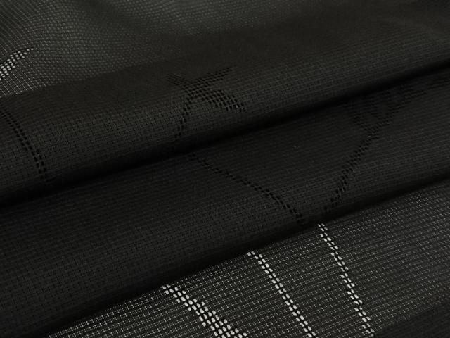 平和屋着物▽羽織　スリーシーズン　春夏秋　塵除け　草葉文　黒地　正絹　逸品　AABL6885jh