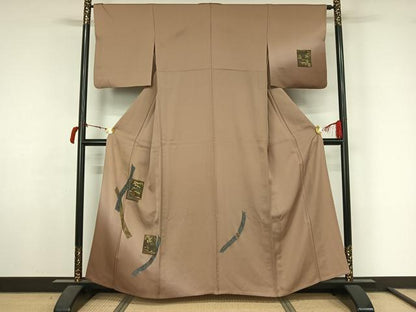 平和屋着物●訪問着　単衣　色紙重ね風景文　金彩　正絹　逸品　AABL6886jh