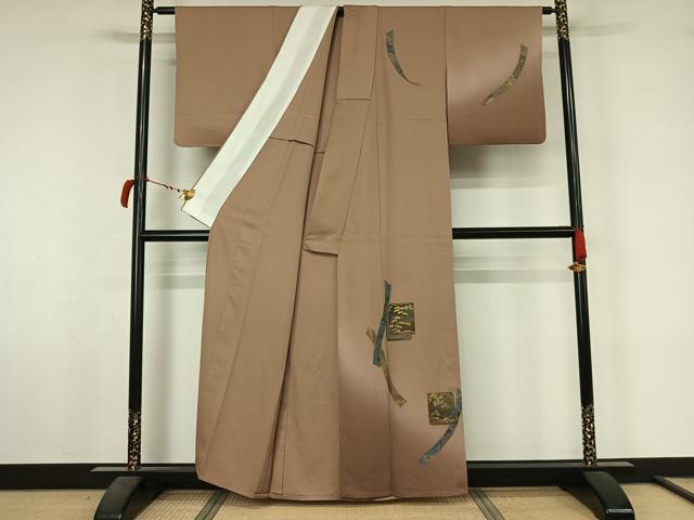 平和屋着物●訪問着　単衣　色紙重ね風景文　金彩　正絹　逸品　AABL6886jh