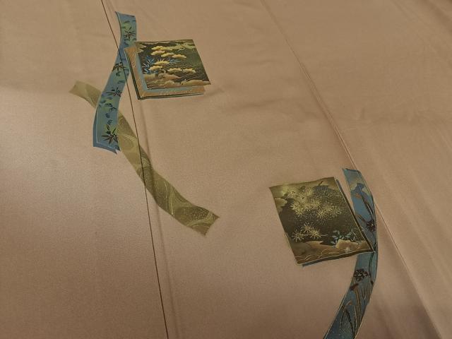 平和屋着物●訪問着　単衣　色紙重ね風景文　金彩　正絹　逸品　AABL6886jh