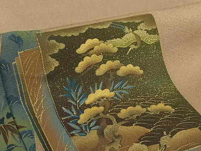 平和屋着物●訪問着　単衣　色紙重ね風景文　金彩　正絹　逸品　AABL6886jh