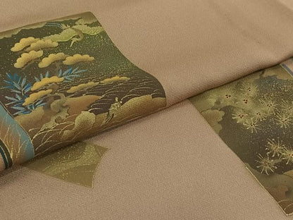 平和屋着物●訪問着　単衣　色紙重ね風景文　金彩　正絹　逸品　AABL6886jh