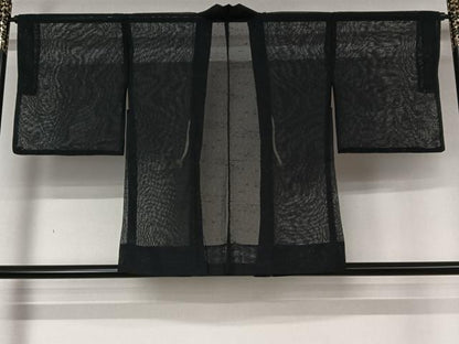 平和屋着物▽羽織　スリーシーズン　春夏秋　塵除け　霞文　黒地　洗える着物　AABL6887jh