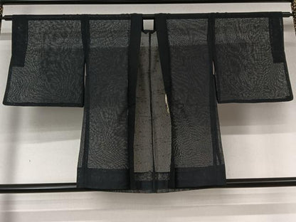 平和屋着物▽羽織　スリーシーズン　春夏秋　塵除け　霞文　黒地　洗える着物　AABL6887jh