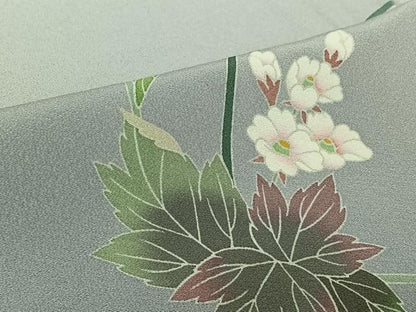 平和屋着物●十日町友禅　女流作家　遠田藤舟　訪問着　単衣　草花文　暈し染め　正絹　逸品　AABL6890jh