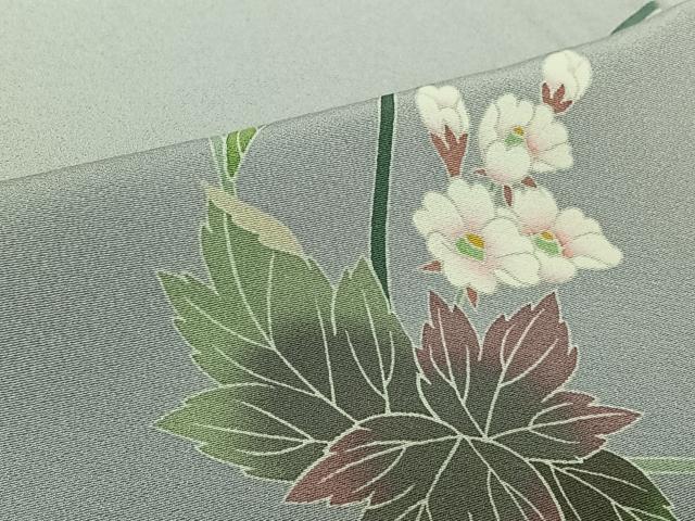 平和屋着物●十日町友禅　女流作家　遠田藤舟　訪問着　単衣　草花文　暈し染め　正絹　逸品　AABL6890jh