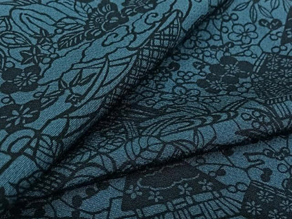 平和屋着物▽上質な小紋　単衣　型染め　風景花文　正絹　逸品　AABL6892jh