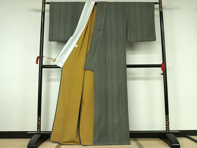 平和屋着物▽江戸小紋　単衣　縞　洗える着物　AABL6893jh