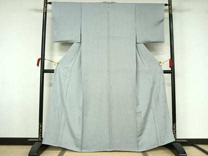 平和屋着物▽上質な色無地　単衣　流水草葉地紋　月白色　正絹　逸品　未使用　AABL6894jh