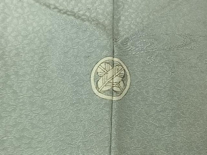 平和屋着物▽上質な色無地　単衣　流水草葉地紋　月白色　正絹　逸品　未使用　AABL6894jh