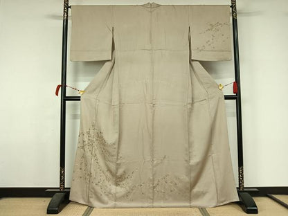 平和屋着物▽訪問着　単衣　総刺繍　束ね熨斗花文　金糸　正絹　逸品　AABL6895jh