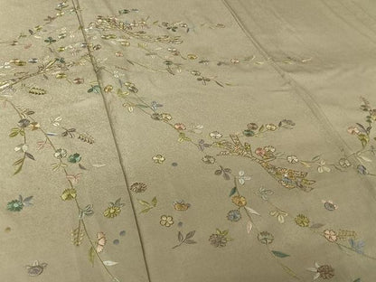 平和屋着物▽訪問着　単衣　総刺繍　束ね熨斗花文　金糸　正絹　逸品　AABL6895jh