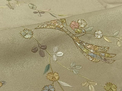 平和屋着物▽訪問着　単衣　総刺繍　束ね熨斗花文　金糸　正絹　逸品　AABL6895jh