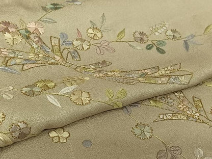 平和屋着物▽訪問着　単衣　総刺繍　束ね熨斗花文　金糸　正絹　逸品　AABL6895jh