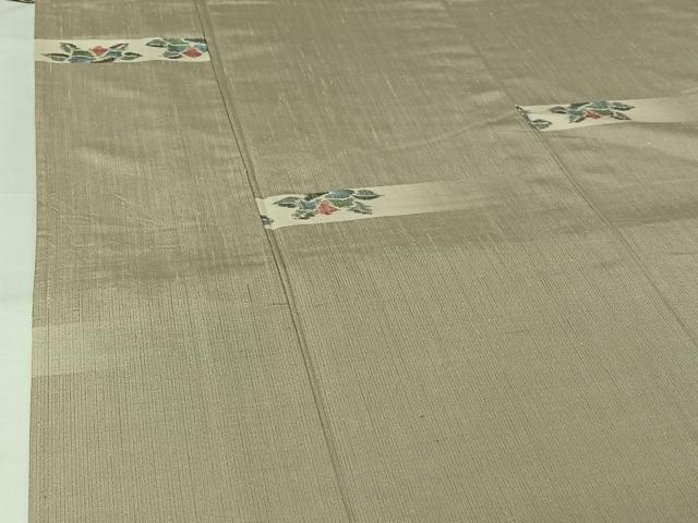 平和屋着物▽小千谷紬　単衣　横段花文　正絹　逸品　AABL6896jh