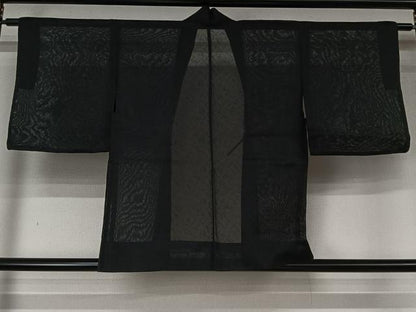 平和屋着物▽羽織　スリーシーズン　春夏秋　塵除け　霞文　黒地　洗える着物　AABL6899jh