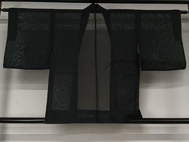 平和屋着物▽羽織　スリーシーズン　春夏秋　塵除け　霞文　黒地　洗える着物　AABL6899jh