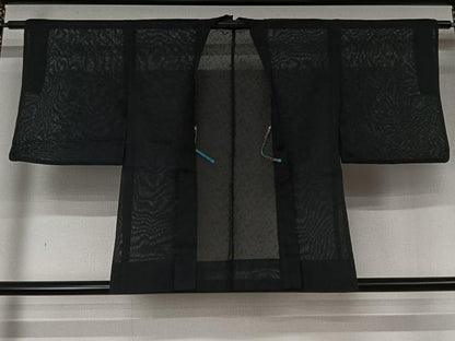 平和屋着物▽羽織　スリーシーズン　春夏秋　塵除け　霞文　黒地　洗える着物　AABL6899jh
