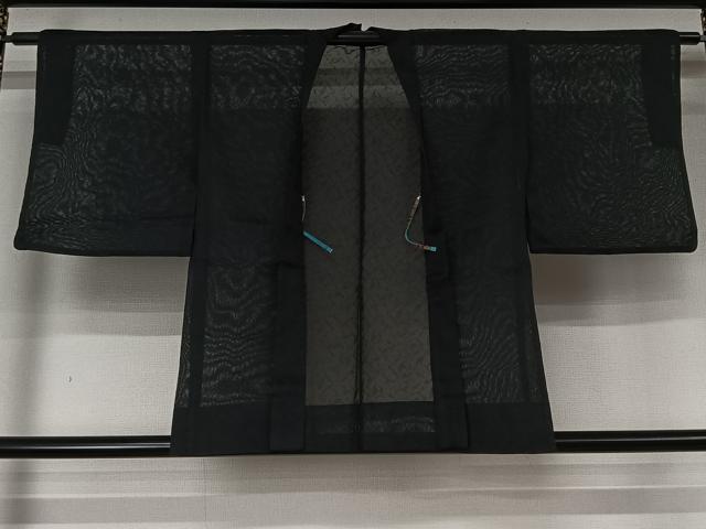 平和屋着物▽羽織　スリーシーズン　春夏秋　塵除け　霞文　黒地　洗える着物　AABL6899jh