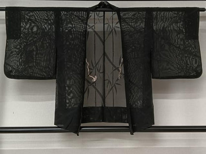 平和屋着物▽羽織　スリーシーズン　春夏秋　塵除け　笹竹文　正絹　逸品　AABL6901jh