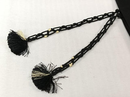 平和屋着物▽羽織　スリーシーズン　春夏秋　塵除け　草花文　黒地　正絹　逸品　AABL6902jh
