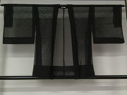 平和屋着物▽羽織　スリーシーズン　春夏秋　塵除け　黒地　正絹　逸品　AABL6903jh