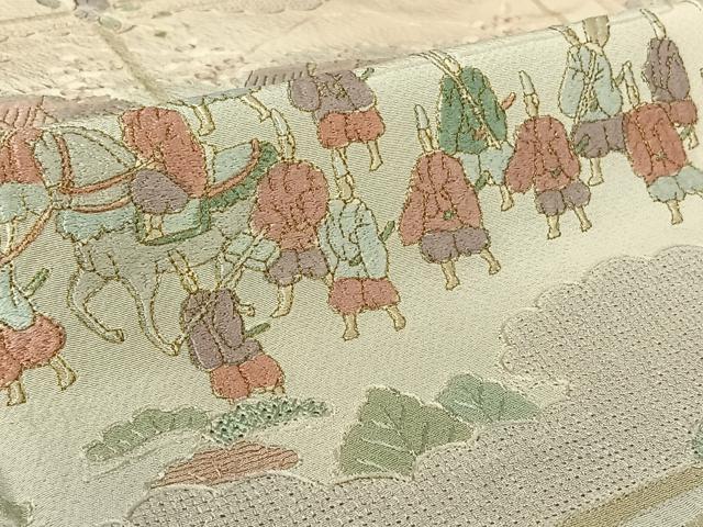平和屋着物▽訪問着　単衣　中国三大刺繍　スワトウ刺繍　汕頭刺繍　総刺繍　人物風景花文　暈し染め　金糸　正絹　逸品　AABL6906jh