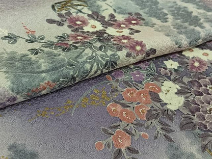 平和屋着物▽上質な小紋　単衣　飾花文　暈し染め　金彩　正絹　逸品　AABL6907jh