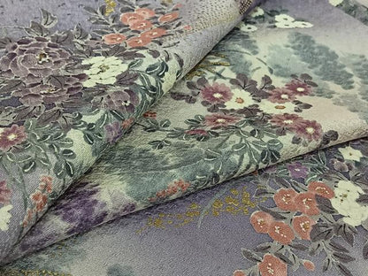平和屋着物▽上質な小紋　単衣　飾花文　暈し染め　金彩　正絹　逸品　AABL6907jh