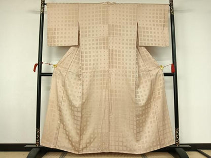 平和屋着物▽上質な小紋　単衣　幾何学文様　さが美扱い　正絹　逸品　AABL6908jh