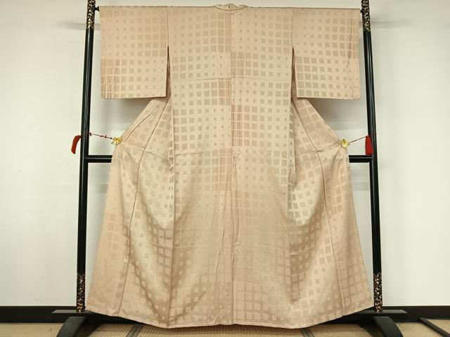 平和屋着物▽上質な小紋　単衣　幾何学文様　さが美扱い　正絹　逸品　AABL6908jh
