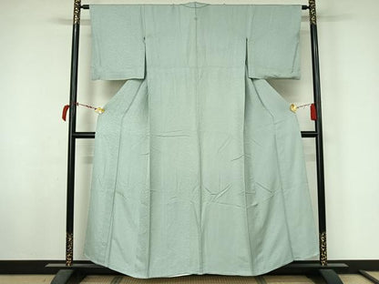 平和屋着物▽上質な色無地　単衣　花唐草地紋　秘色色　正絹　逸品　AABL6914jh