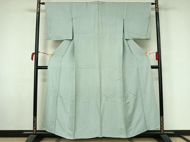 平和屋着物▽上質な色無地　単衣　花唐草地紋　秘色色　正絹　逸品　AABL6914jh