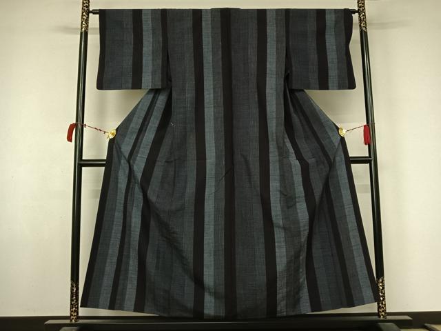 平和屋着物▽結城紬　単衣　80亀甲　間道　正絹　逸品　AABL6919jh