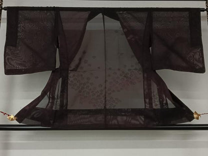 平和屋着物▽羽織　スリーシーズン　春夏秋　塵除け　舞花文　黒地　正絹　逸品　未使用　AABL6921jh
